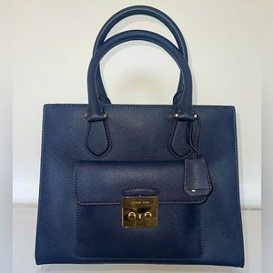 Michael Kors Navy Blue Leather Handbag
